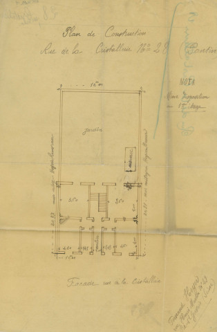 28 rue Honoré-d'Estienne-d'Orves [ancienne rue de la Cristallerie] : permis de construire.