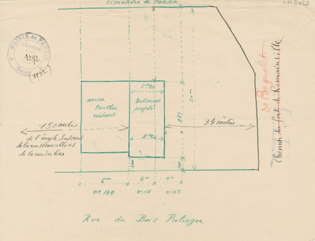 151 rue du Bois, projet de construction d'un pavillon : permis de construire.