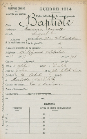 BAPTISTE Maurice Auguste
