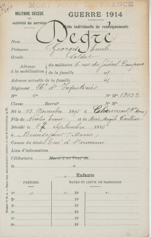 DEGRE Georges Émile