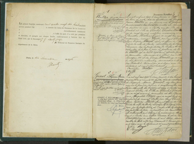 Commune de Pantin : registre des actes de naissance.