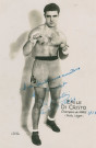 Portrait du boxeur Émile Di Cristo, champion de France poids léger : carte postale noir et blanc.