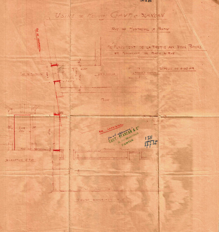 37 rue Charles-Auray [ancienne rue de Montreuil] et rue Lavoisier, déplacement de la trémie aux vieux papiers et percement d'une porte : permis de construire.