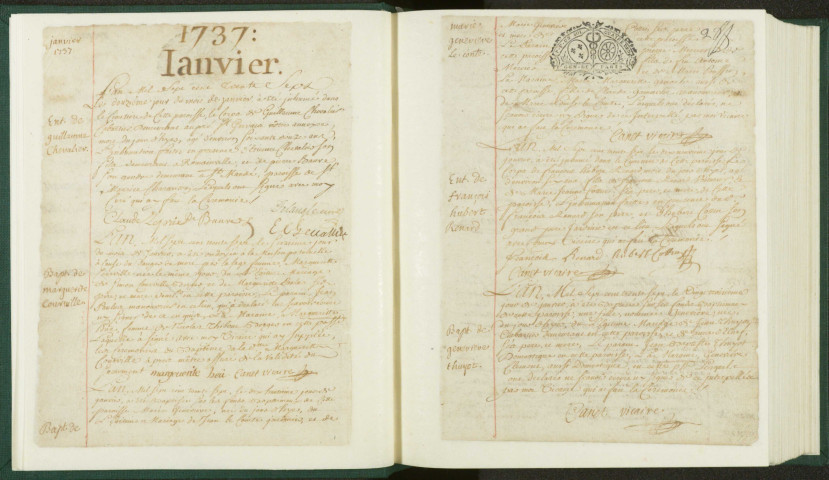 Paroisse Saint-Germain : registre des actes de baptême, mariage et sépulture.