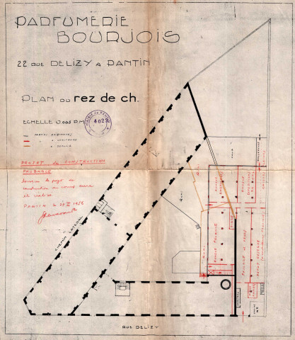 40 rue Delizy [ancien 22 rue Delizy] et chemin Latéral-au-Chemin-de-Fer, construction pour aménagements intérieurs : permis de construire.
