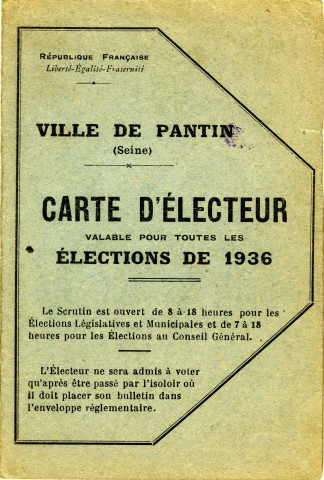 Cartes électorales d'André Bourgeois (1936, 1938, 1951, 1953, 1958, 1962).