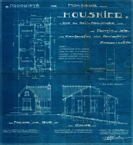 Rue du Bois, projet de construction d'un pavillon : permis de construire.