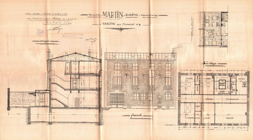 4 rue Michelet, construction d'un pavillon : permis de construire.
