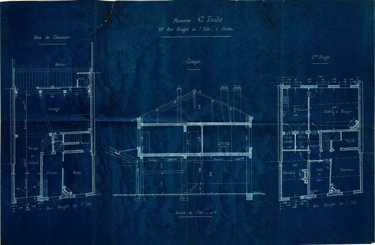 27 rue Rouget-de-Lisle, construction d'un atelier : permis de construire.