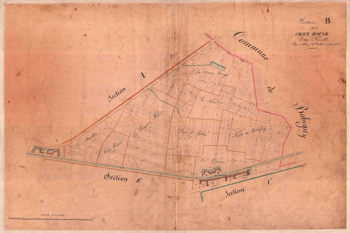 Cadastre parcellaire dit « napoléonien » de 1840. - Section B dite de la Croix-Rouge : feuille parcellaire.