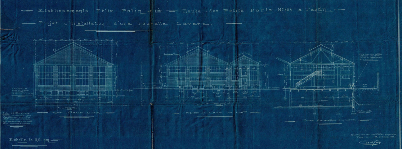 Rue La Guimard [ancienne rue du Port] et 108 avenue du Général-Leclerc [ancienne route des Petits-Ponts], installation d'une laverie : permis de construire.