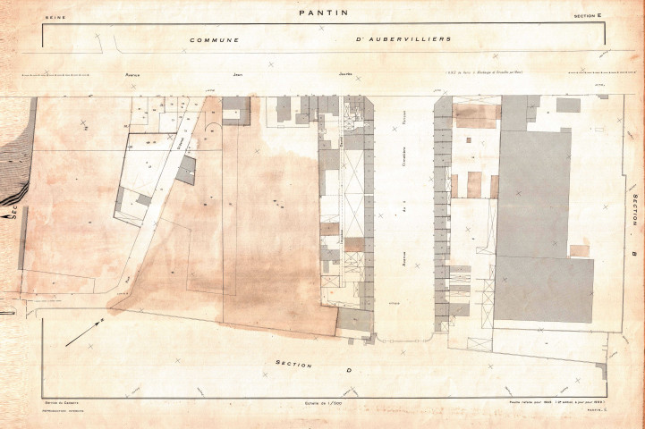 Cadastre rénové de 1959. - Section E : feuille parcellaire.