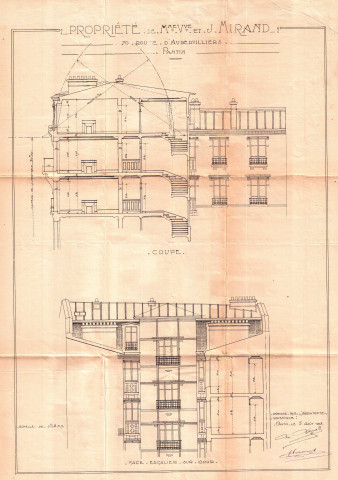 70 avenue Édouard-Vaillant [ancienne route d'Aubervilliers] : permis de construire.