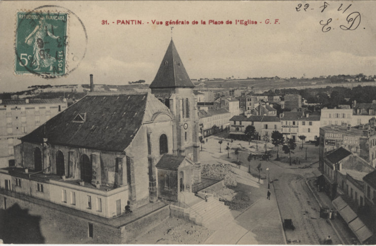 Carte postale de l'église Saint-Germain dans les années 1920