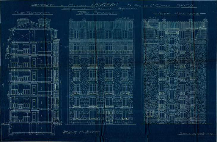 19 rue Eugène-et-Marie-Louise-Cornet [ancienne rue de l'Alliance] : permis de construire.