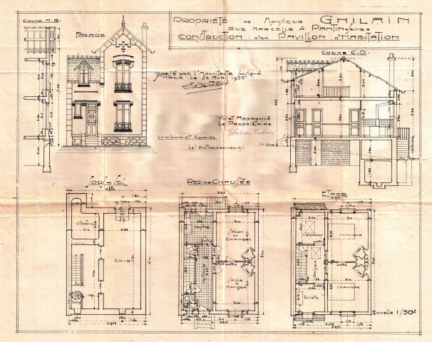36 rue Marcelle, construction d'un pavillon d'habitation : permis de construire.
