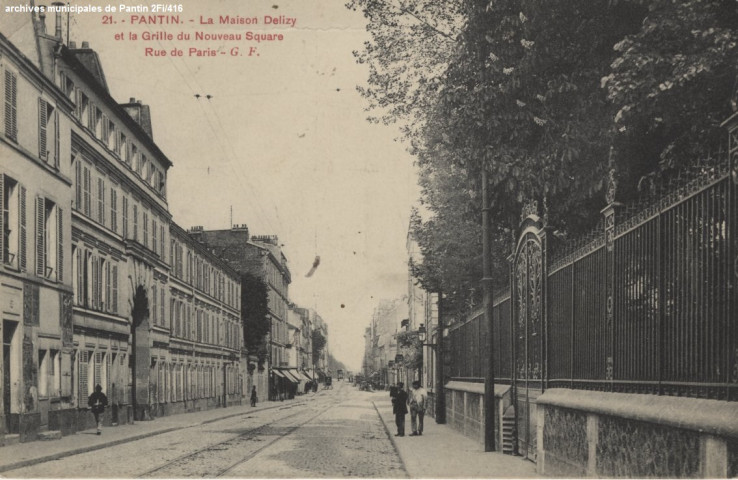 21. Pantin - La maison Delizy et la grille du nouveau square rue de Paris.