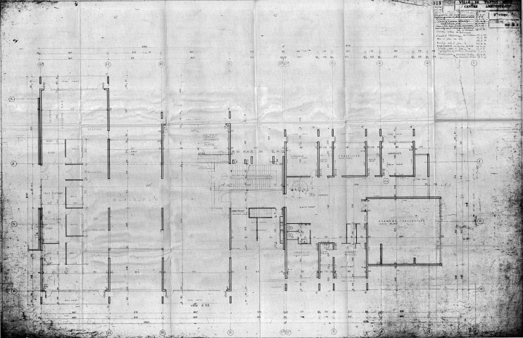 Centre administratif (devenu Centre national de la danse). - Projet de construction : plan du 2e étage.
