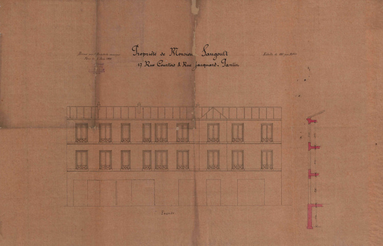 1 rue Jacquart et 19 rue Courtois [ancienne 17 rue Courtois], agrandissement et surélévation : permis de construire.