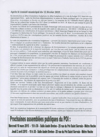 Austérité, réforme territoriale, impôts locaux, rythmes scolaires. - Parti ouvrier indépendant (POI) de Pantin : bulletin d'information.