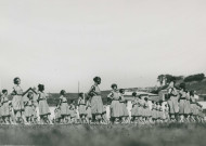 Fête d'éducation physique, mouvements d'ensemble : photographie noir et blanc.