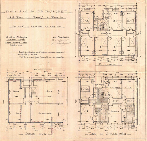 215 avenue Jean-Lolive [ancienne rue de Paris], construction d'un immeuble de rapport de quatre étages sur cour : permis de construire.