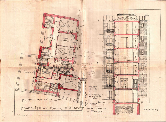 52 avenue Jean-Lolive [ancienne rue de Paris], construction d'un immeuble de rapport de cinq étages sur cour : permis de construire.