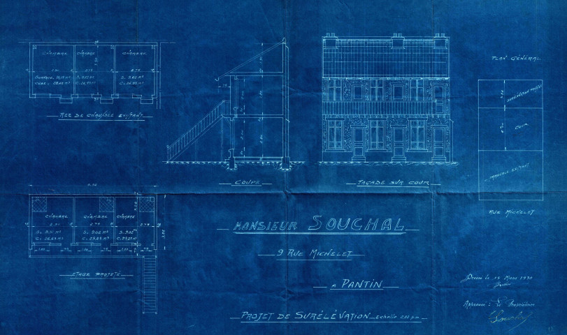 9 rue Michelet, surélévation d'un pavillon et aménagement en garni : permis de construire.