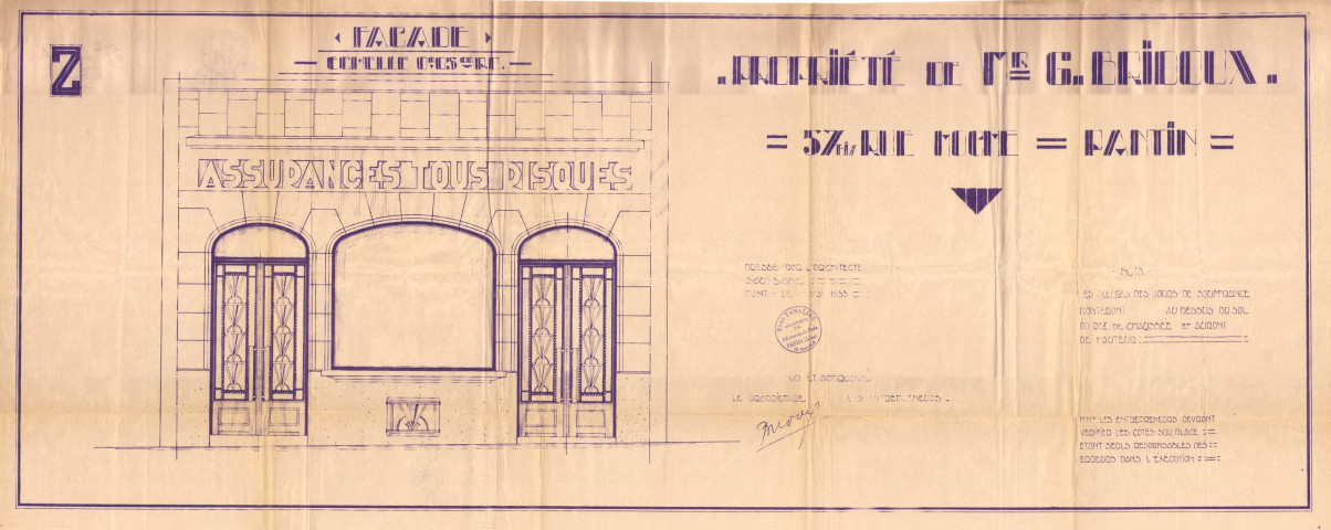 57 bis rue Hoche et rue du Congo : permis de construire.