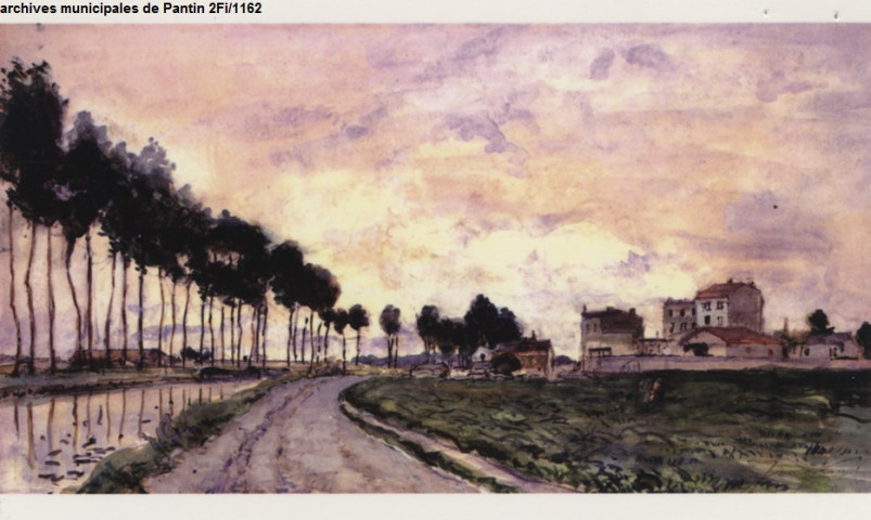 Reproduction d'une œuvre de Jongkind, Le canal de l'Ourcq à Pantin.