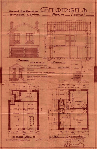 [22] rue Lépine, construction d'un pavillon : permis de construire.