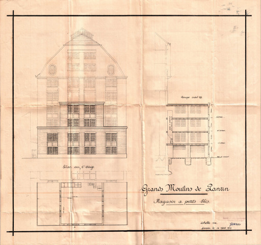 Rue du Général-Compans, 9 rue du Débarcadère et quai de l'Ourcq, construction d'un bâtiment sur le canal : permis de construire.