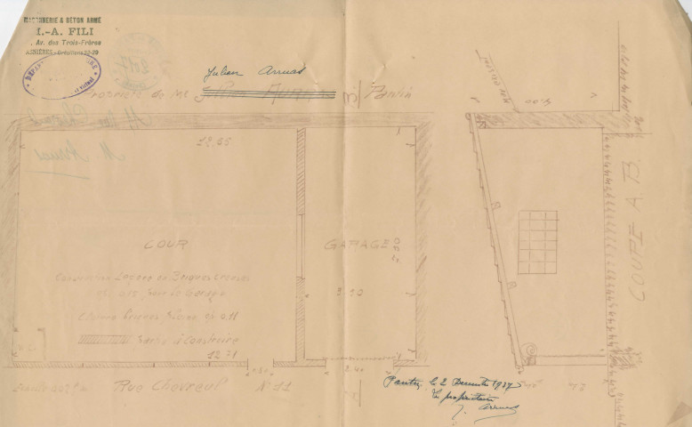 11 rue Chevreul : permis de construire.